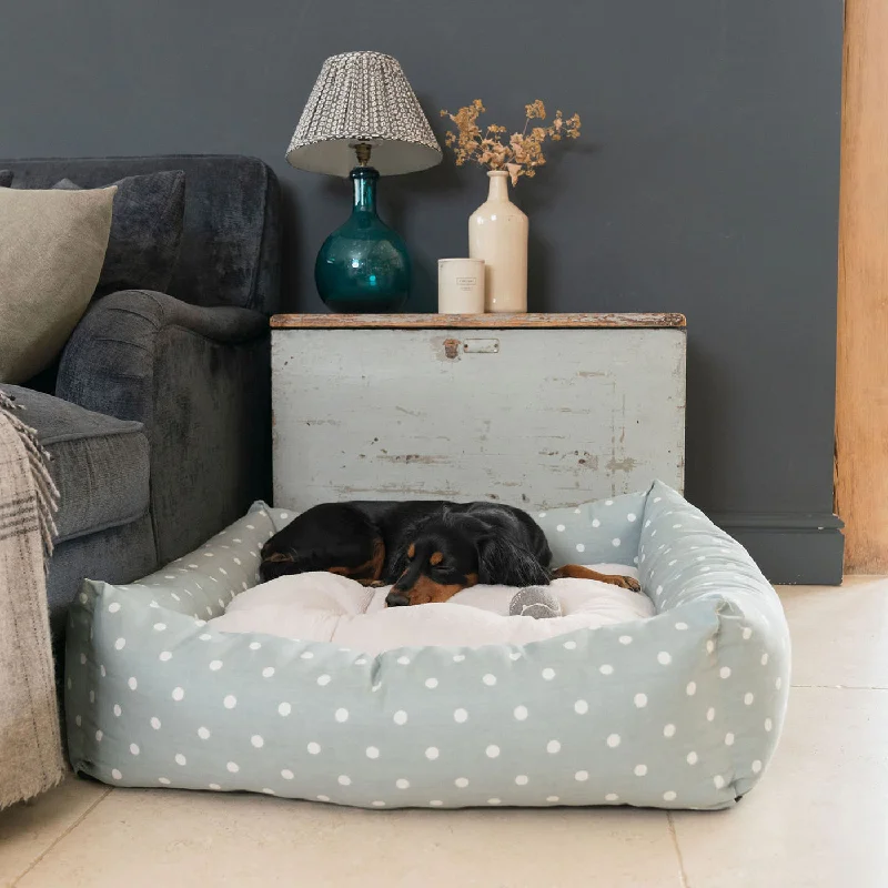 Box Bed With Removable Covers in Duck Egg Spot by Lords & Labradors