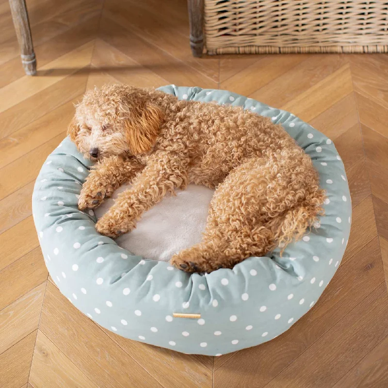 Donut Bed With Removable Covers in Duck Egg Spot by Lords & Labradors