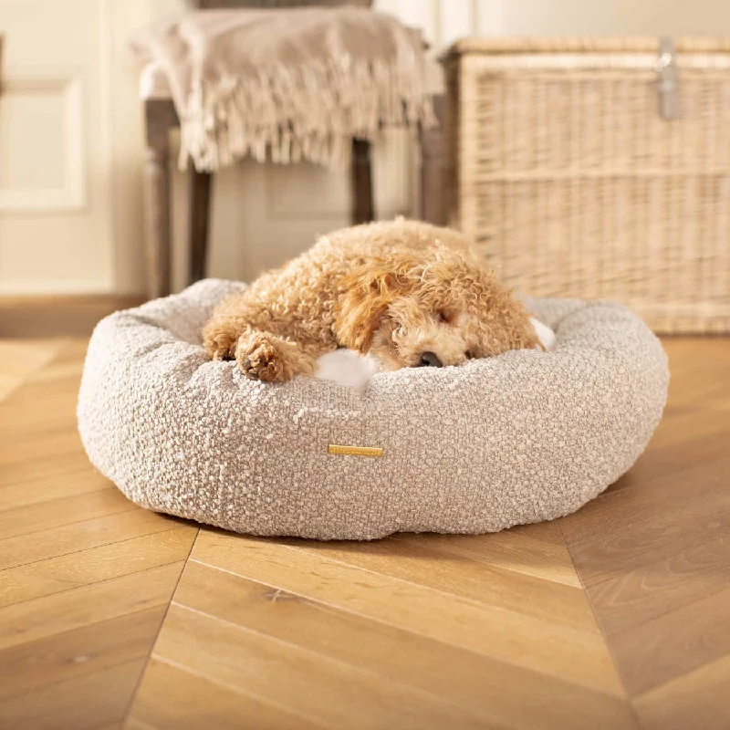 Donut Bed With Removable Covers in Mink Bouclé by Lords & Labradors