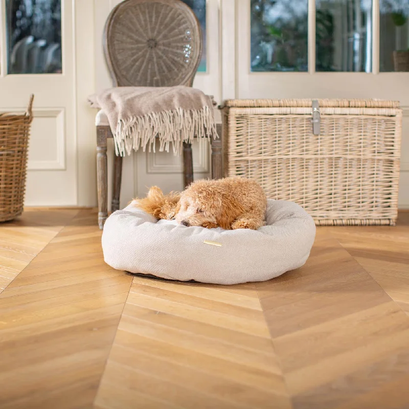 Donut Bed With Removable Covers in Natural Herringbone Tweed by Lords & Labradors