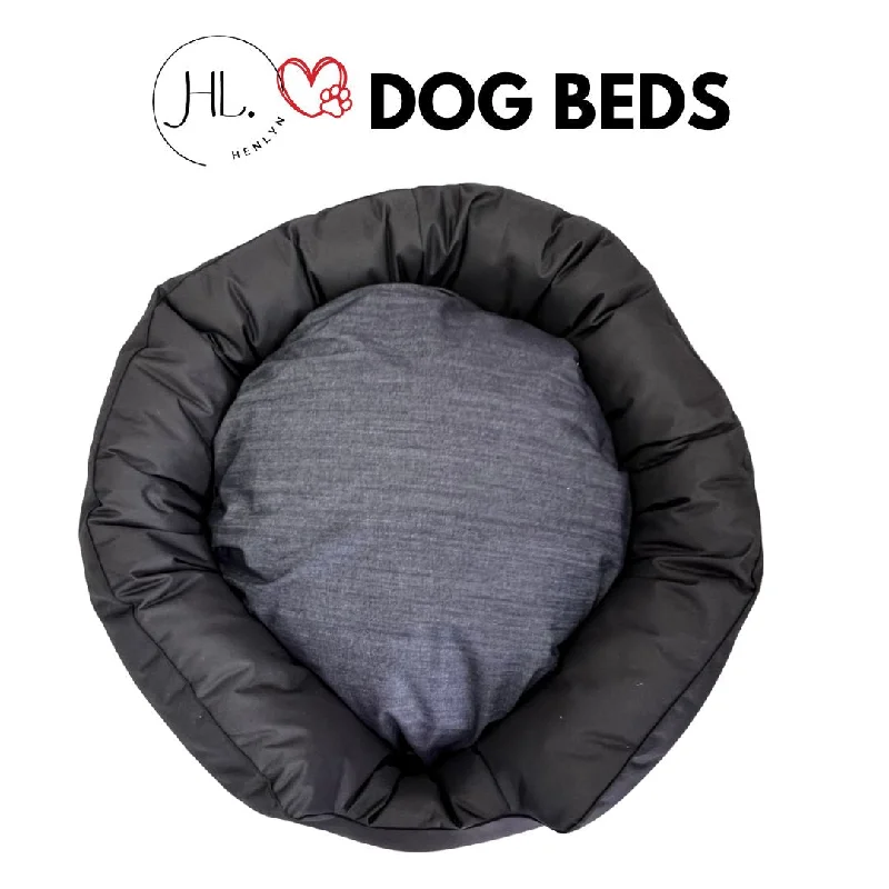 Large Round Canvas Dog Bed with Plain Cushion – Durable & Comfortable Pet Bed for Large Dogs