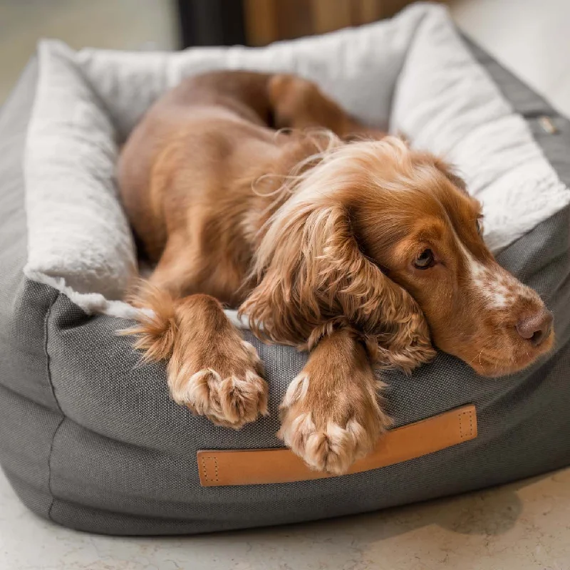 Essentials Twill Box Bed in Slate by Lords & Labradors