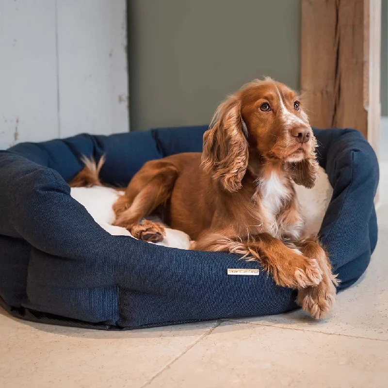 Essentials Twill Oval Bed in Denim by Lords & Labradors