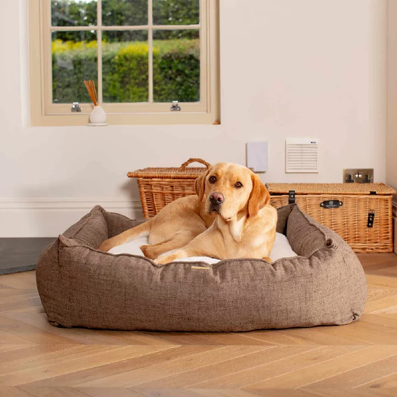 Personalised Box Bed For Dogs In Inchmurrin Umber By Lords & Labradors