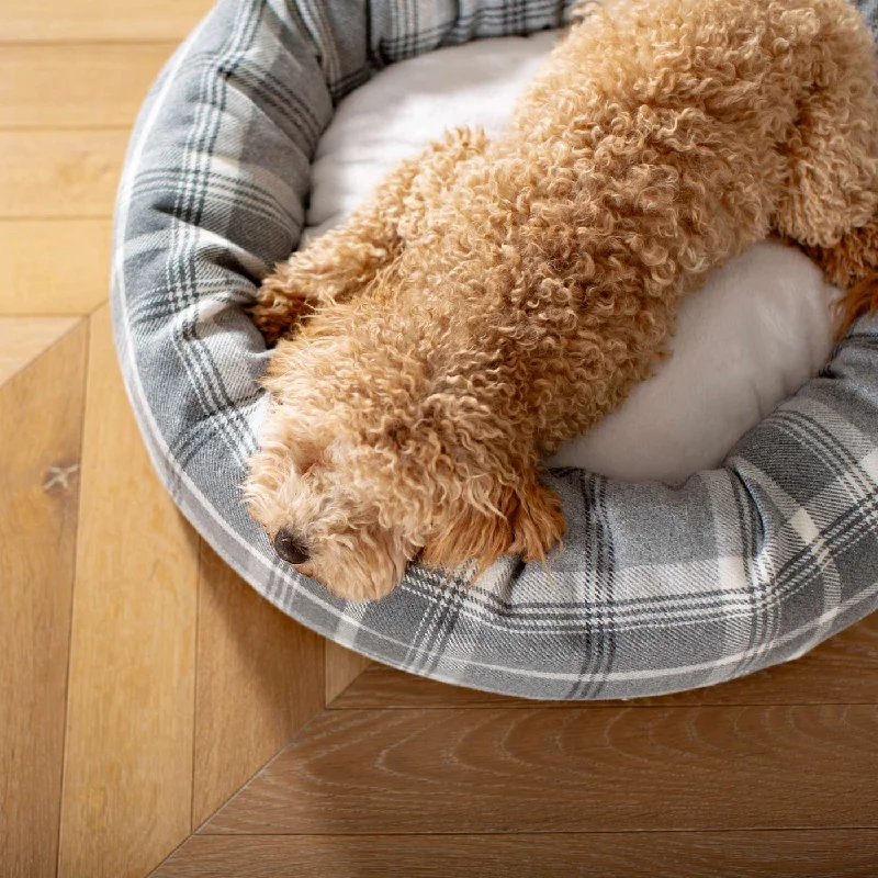 Personalised Donut Bed in Balmoral Dove Grey Tweed by Lords & Labradors