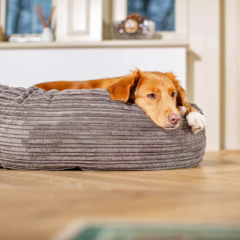 Personalised Donut Bed in Dark Grey Essentials Plush by Lords & Labradors