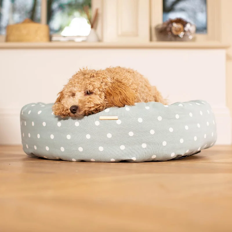 Personalised Donut Bed in Duck Egg Spot by Lords & Labradors