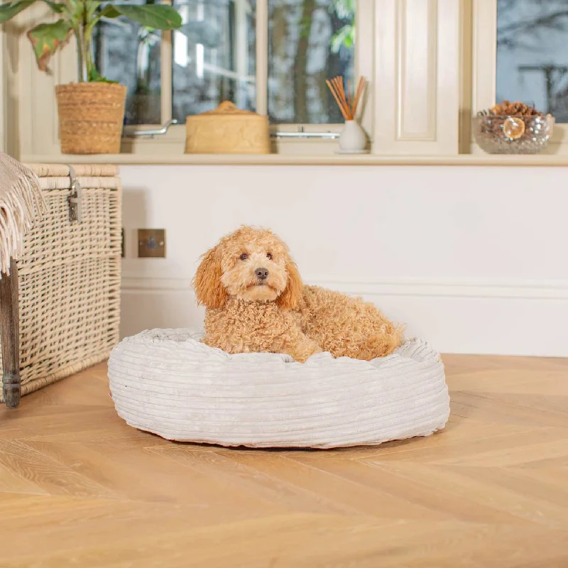 Personalised Donut Bed in Light Grey Essentials Plush by Lords & Labradors