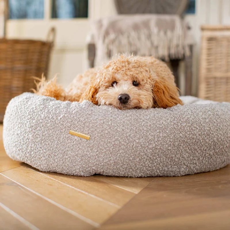 Personalised Donut Bed in Mink Bouclé by Lords & Labradors