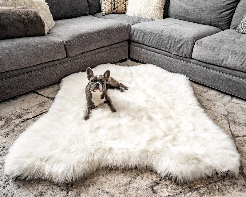 PupRug™ Animal Print Memory Foam Dog Bed - Polar Bear Faux Hide