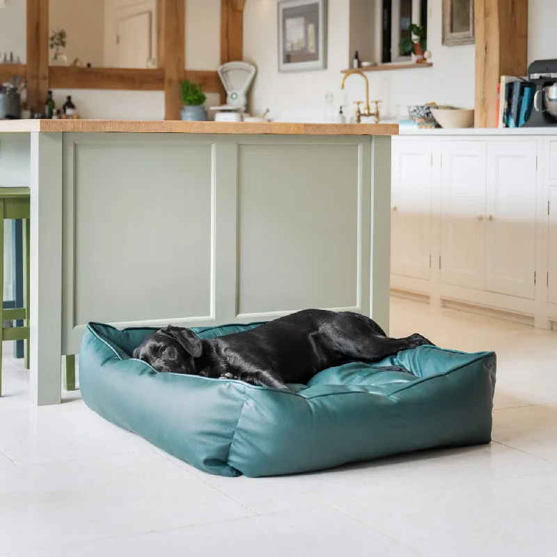 Box Bed With Removable Covers in Rhino Tough Forest Faux Leather by Lords & Labradors