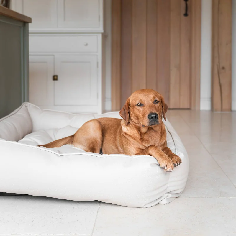 Box Bed With Removable Covers in Rhino Tough Sand Faux Leather by Lords & Labradors