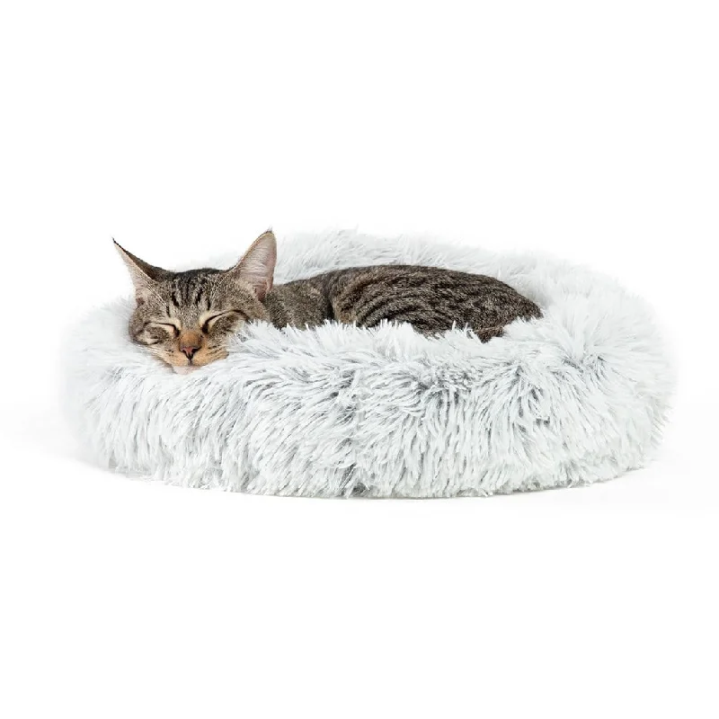 The Original Calming Donut Dog Bed in Shag Fur - 17"x17"