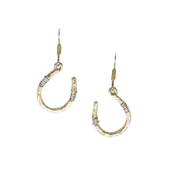 Chelsea Horseshoe Hammered Gold with Silver Hook Earring (NEW)