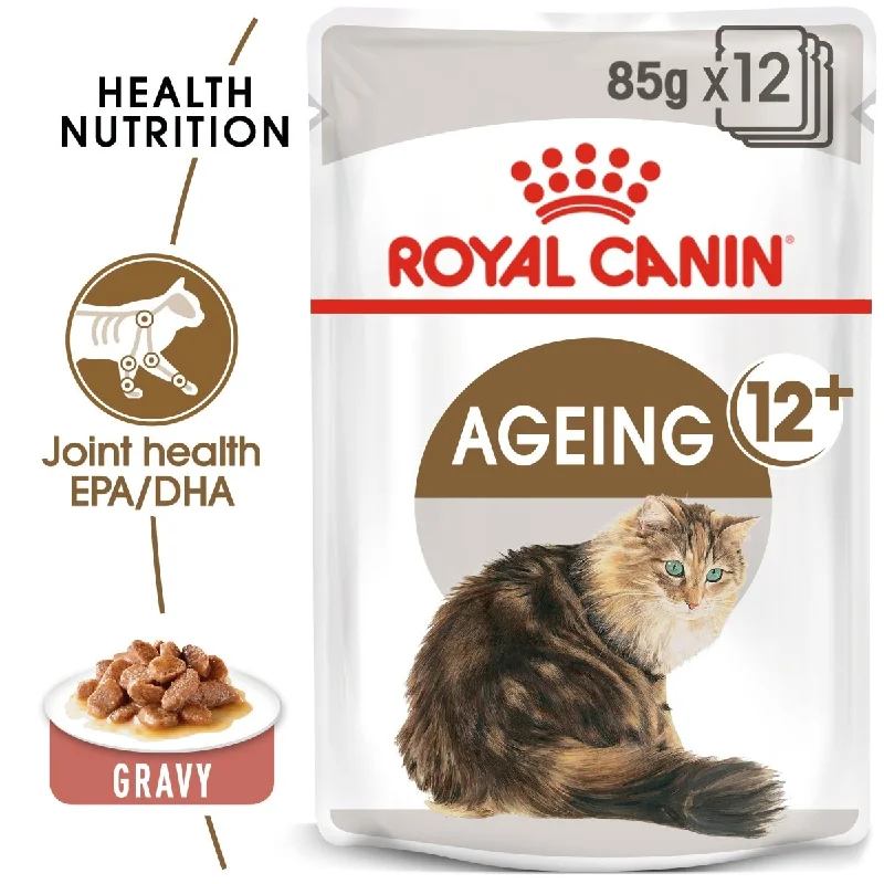 ROYAL CANIN Ageing 12+ Senior In Gravy Wet Cat Food 85g (12 pouches)