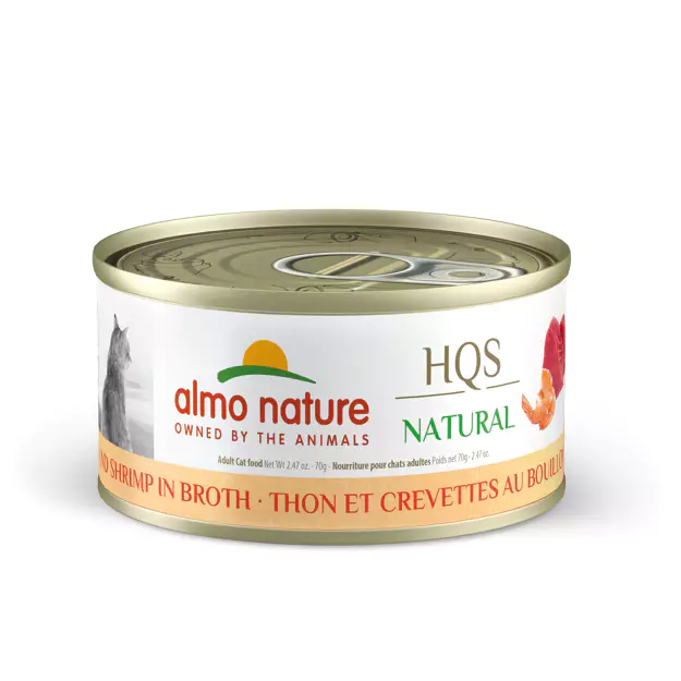 Almo Nature (1011H) HQS Natural Tuna with Shrimp in Broth Cat Can 2.47 oz (70g) SINGLE CAN