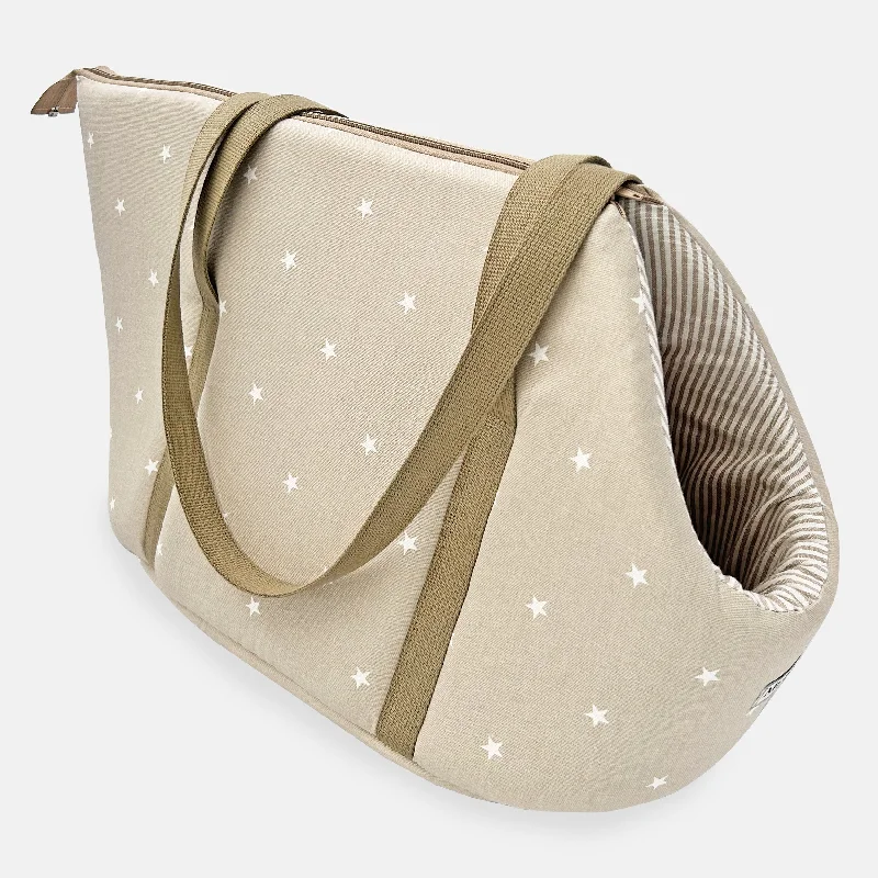 Beige Stars & Natural Stripe Dog Carrier