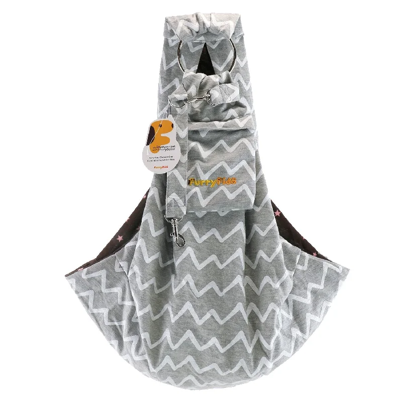 Adjustable Pocket Pet Sling: Chevron Grey