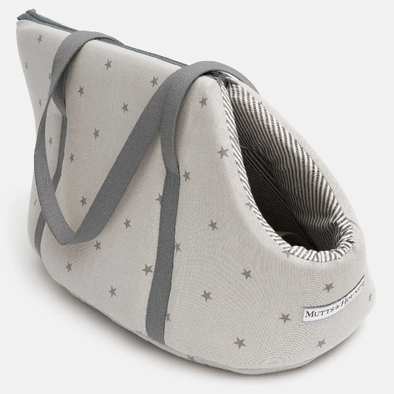 Grey Stars & Charcoal Stripe Dog Carrier