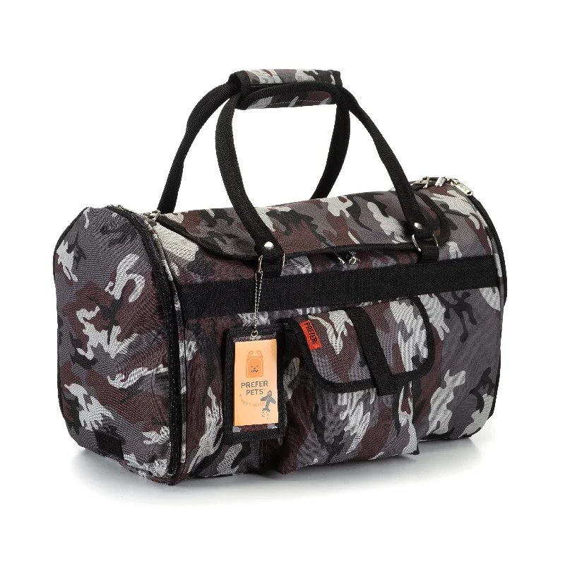 Hideaway Duffel Dog Carrier: Grey Camouflage