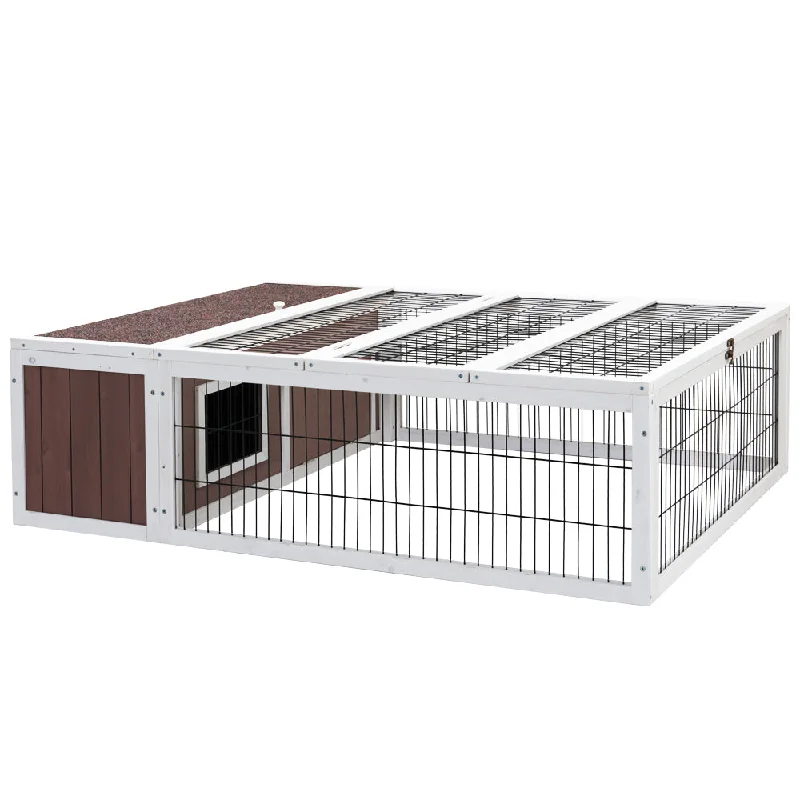 i.Pet Wooden Rabbit Hutch Chicken Coop Run Cage Habitat House Outdoor Large