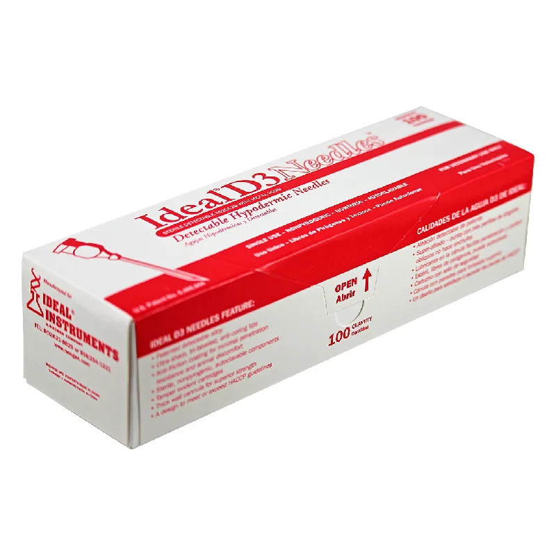 Ideal D3 detectable brass hub needle (100 per box) 14 X 1 1/2