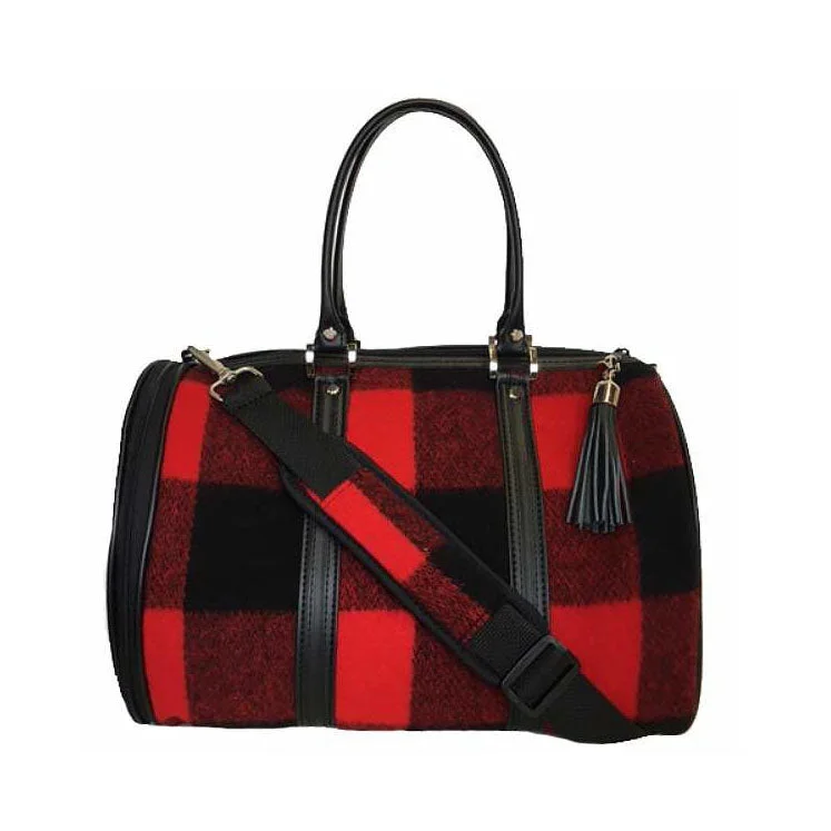 Duffel Dog Carrier: Buffalo Plaid