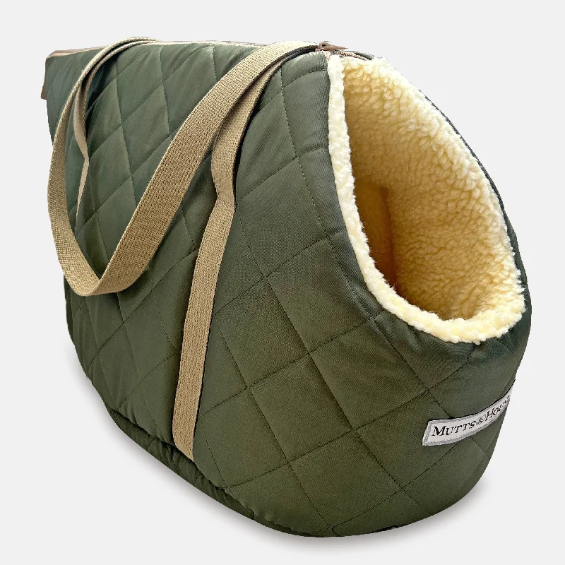 Olive Quilted Dog Carrier