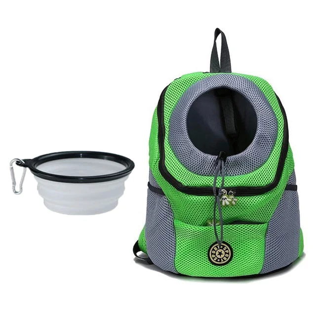 Green - Pet Carrier / With Bowl