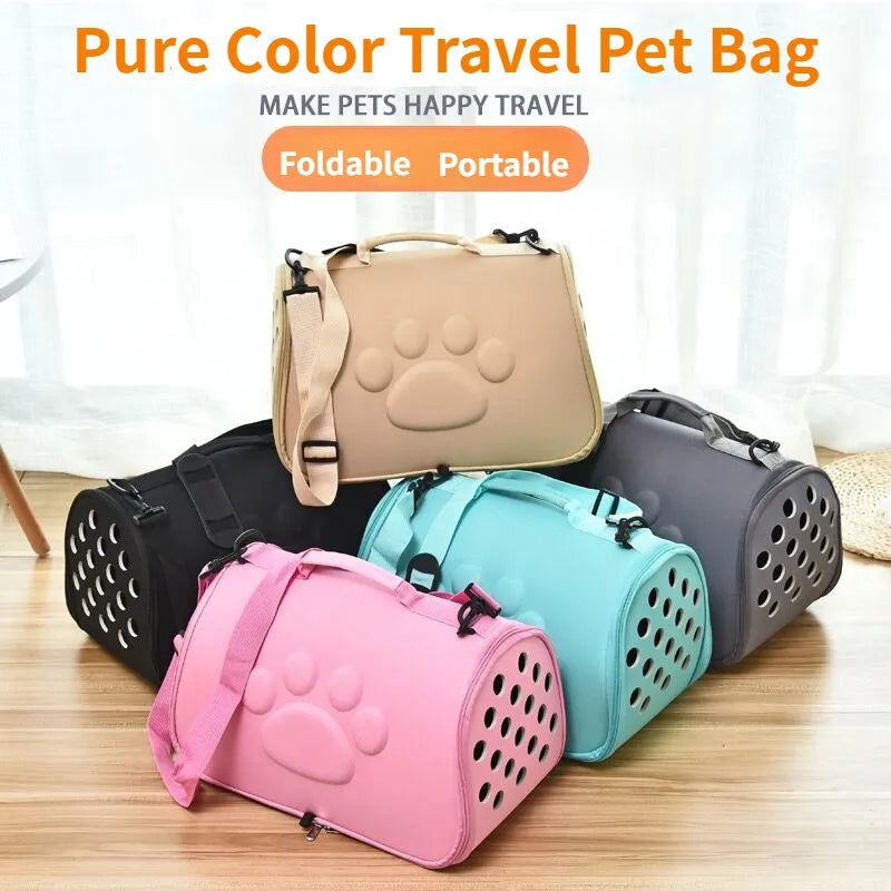 Pure Color Travel Pet Bag Carrier - Breathable Folding Cat Bag, Small Dog Outdoor Single Shoulder Bag, Pet Carrying Solution