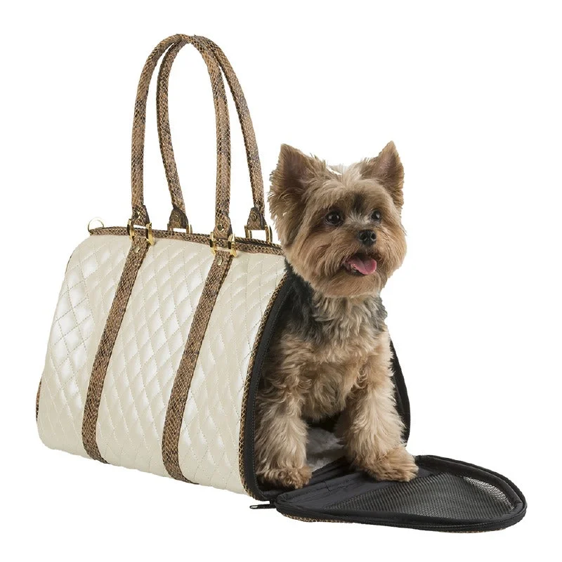 Quilted Duffel Dog Carrier: Ivory