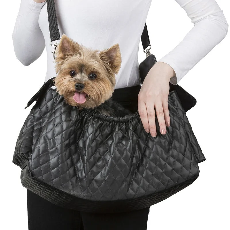 Quilted Gigi Dog Sling: Black