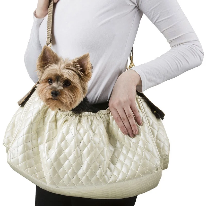 Quilted Gigi Dog Sling: Ivory