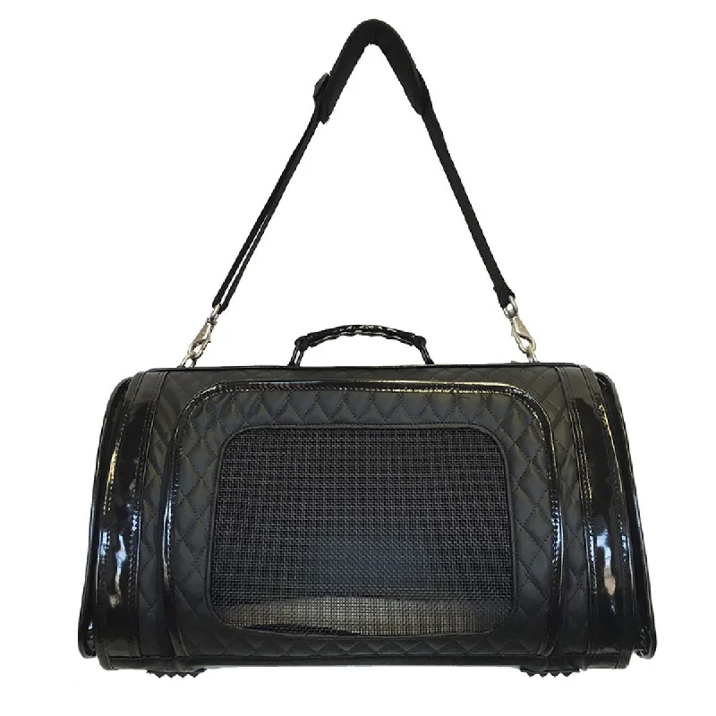 Quilted Kelle Travel Pet Carrier: Black