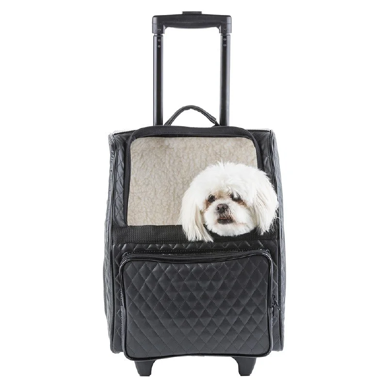 RIO Rolling Pet Carrier: Black Quilted