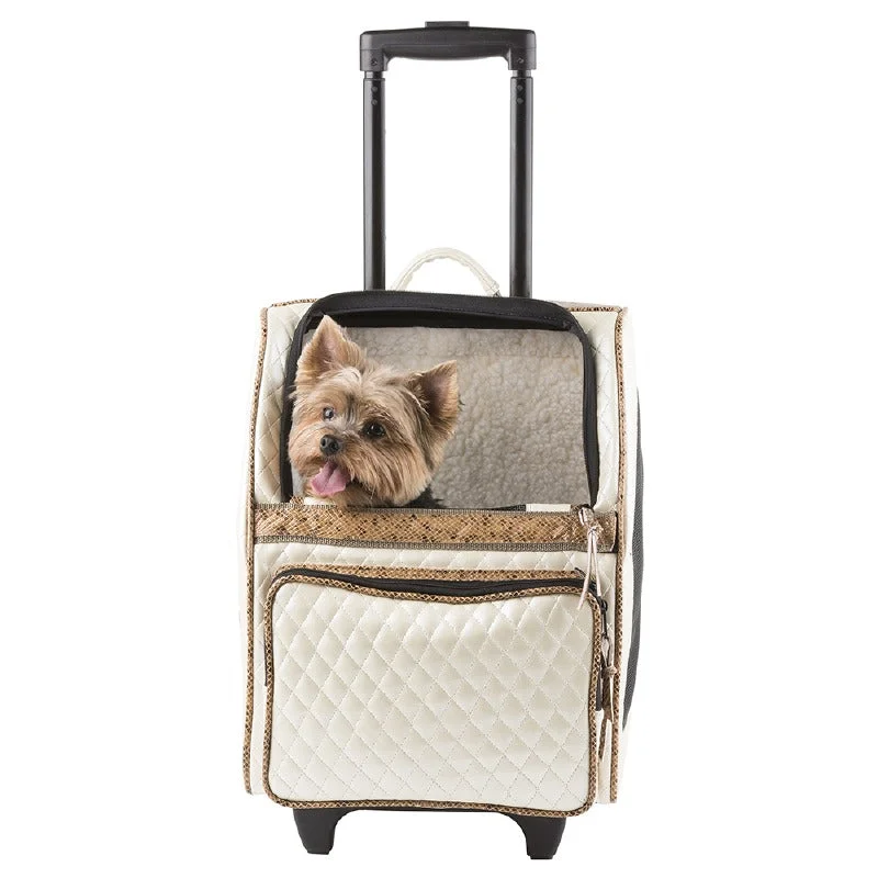 RIO Quilted Rolling Pet Carrier: Ivory