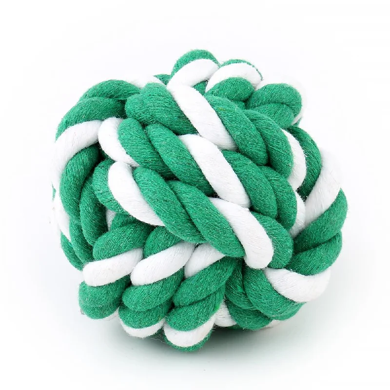 Rope Ball Fetch Toy - Green & White