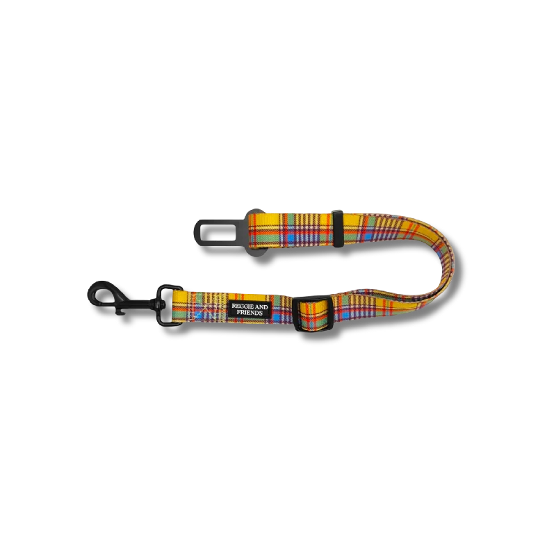 Sunny Yellow Plaid Pet Car Seat Belt