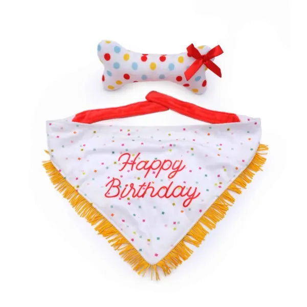 Zippy Paws Birthday Bandana & Bone (2 pk)