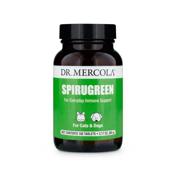 Dr. Mercola, SpiruGreen, Superfood for Pets, For Dogs  Cats 500 mg, 180 Tablets