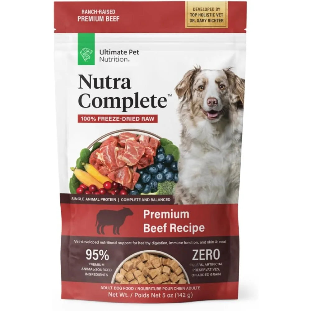 Nutra Complete Raw Freeze Dried Dog Food, Veterinarian Formulated with Antioxidants, Prebiotics & Amino Acids (5 Ounce, Beef)