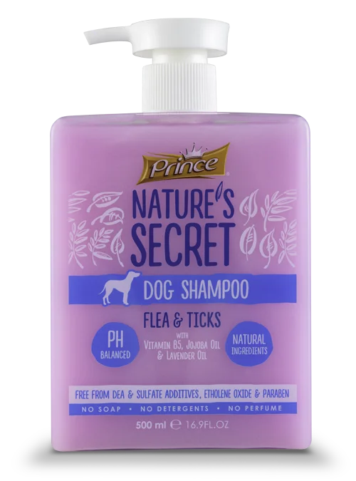 Prince Nature's Dog Shampoo Flea & Ticks with Vitamin B5, Jojoba Oil & Lavander Oil, 500ml