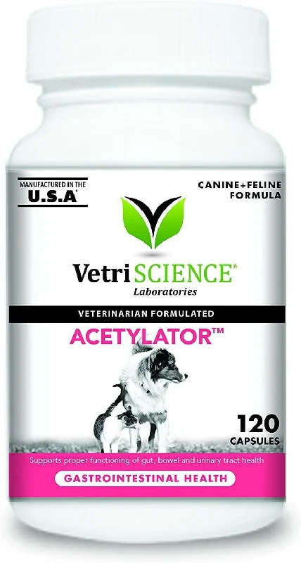 VetriScience Acetylator Digestive Supplement for Cats & Dogs (120 caps)