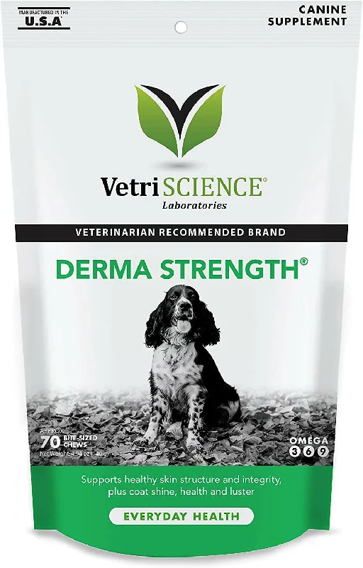 VetriScience Derma Strength Skin & Coat Supplement for Dogs (70 soft chews)