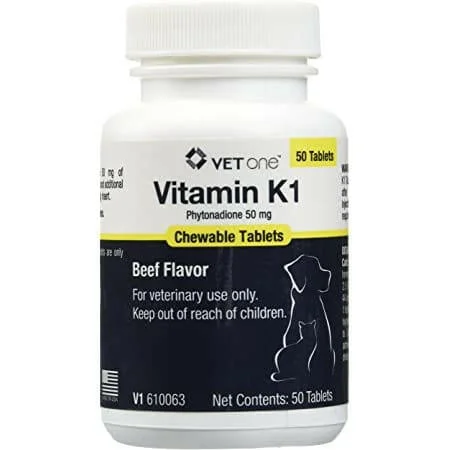 Vitamin K-1 Chewable Tablets, Beef Flavor, 50mg 50 Count