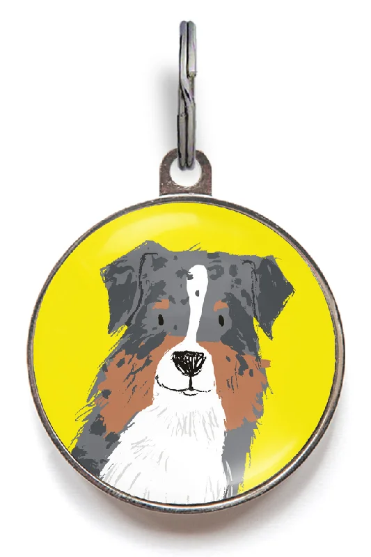 Australian Shepherd Dog ID Tag - Blue Merle Australian Shepherd Dog