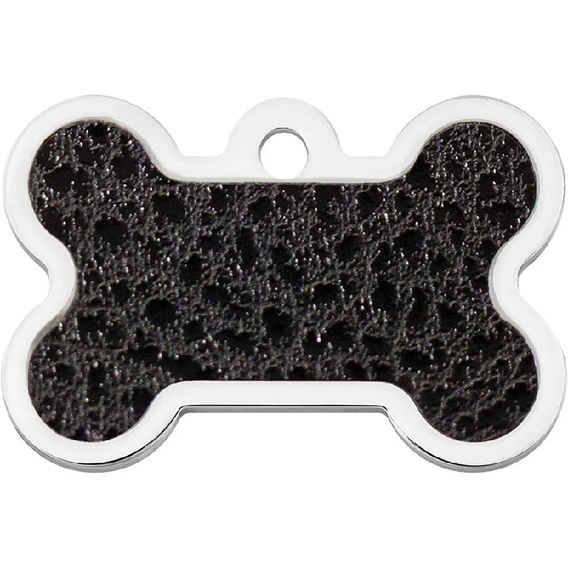 Black Faux Leather Dog Tag