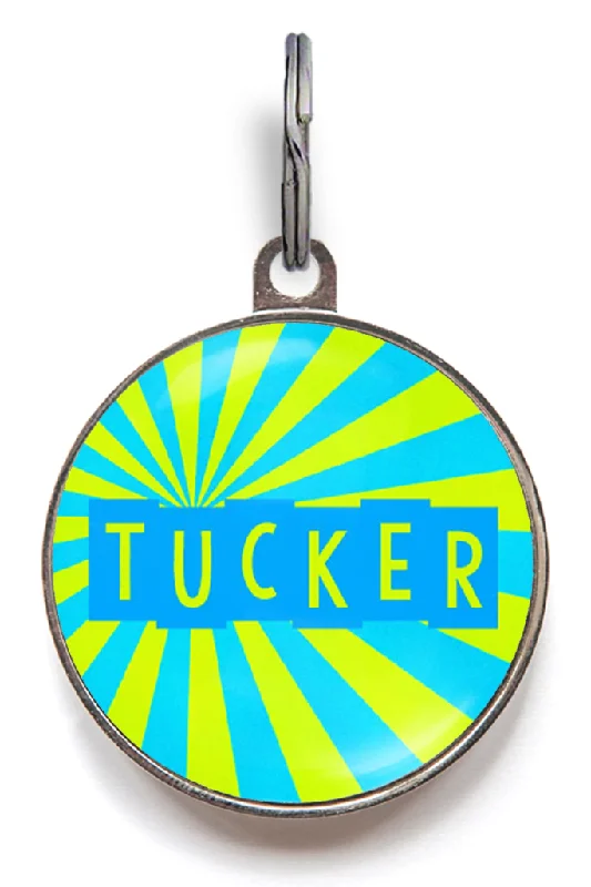 Blue Sunburst Dog ID Tag