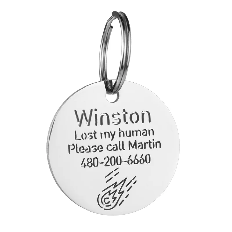 Round Dog ID Tag With Comet Icon