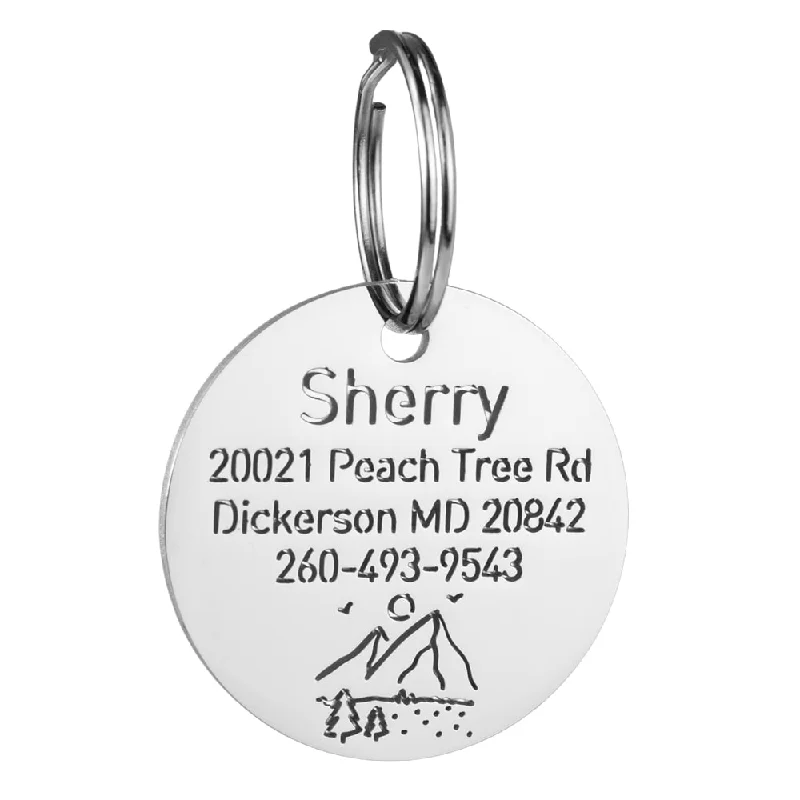 Round Dog ID Tag With Hills Icon